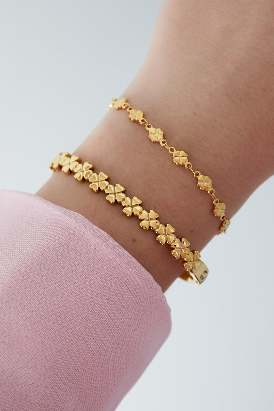 Elegant 14K Gold Plated Clover Chain Bracelet