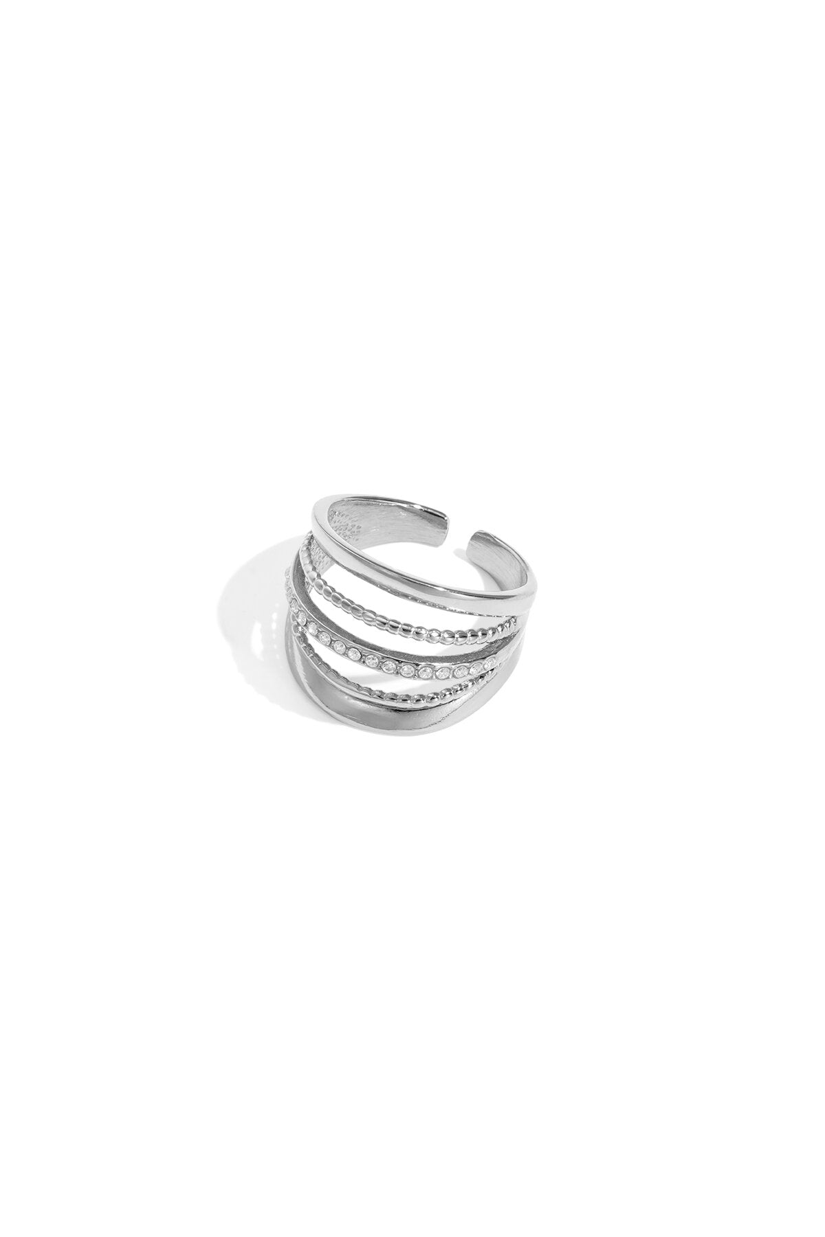 Elegant Adjustable Statement Ring in Silver & Gold
