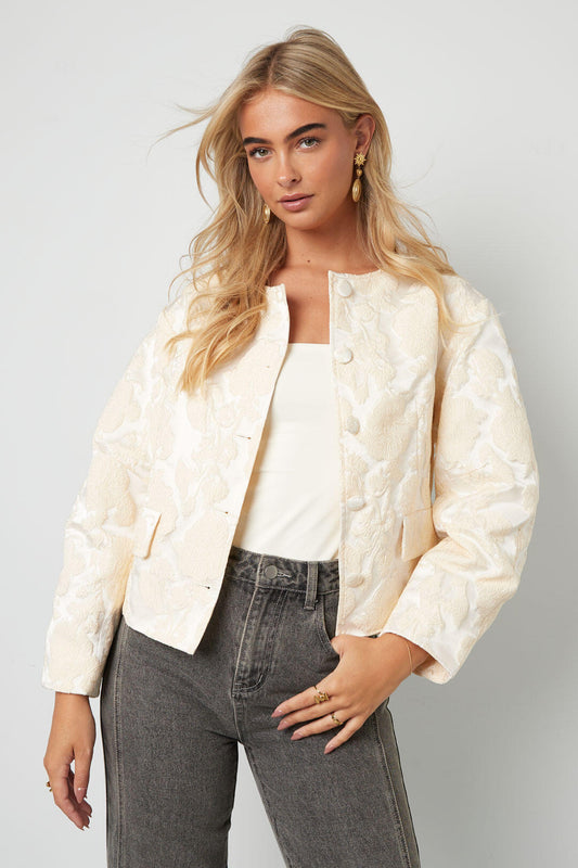 Elegant Floral Woven Jacket for Fall/Winter
