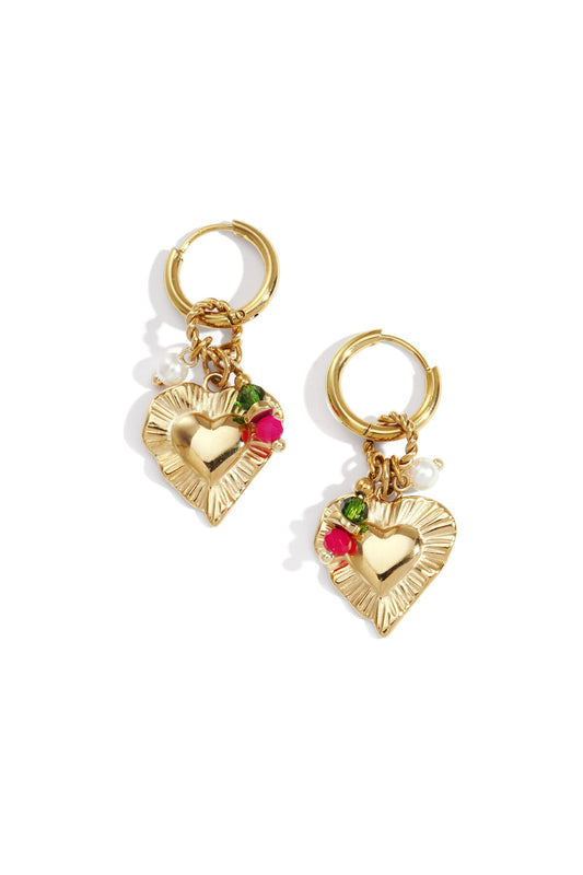 Elegant Gold Heart Drop Earrings for Daily Wear