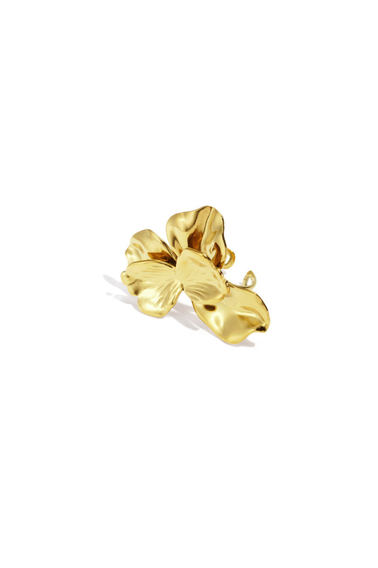 Elegant Gold Tone Adjustable Flower Ring