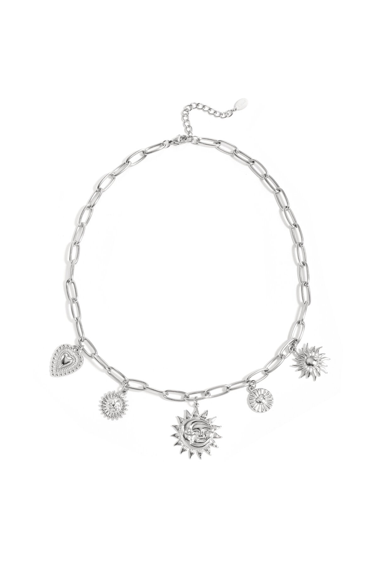 Elegant Heart & Sun Pendant Necklace - All Fit, Casual Style