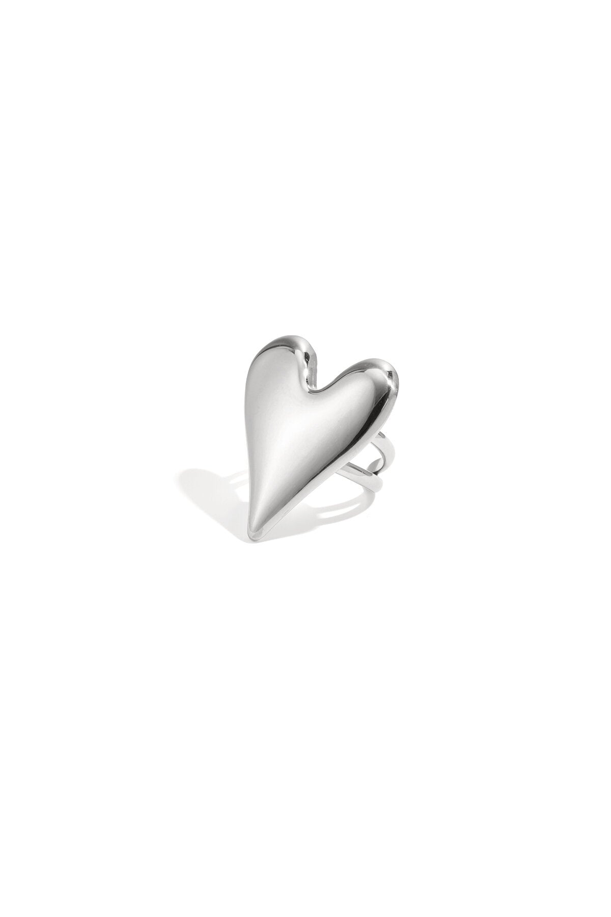 Elegant Adjustable Heart Statement Ring - Silver & Gold