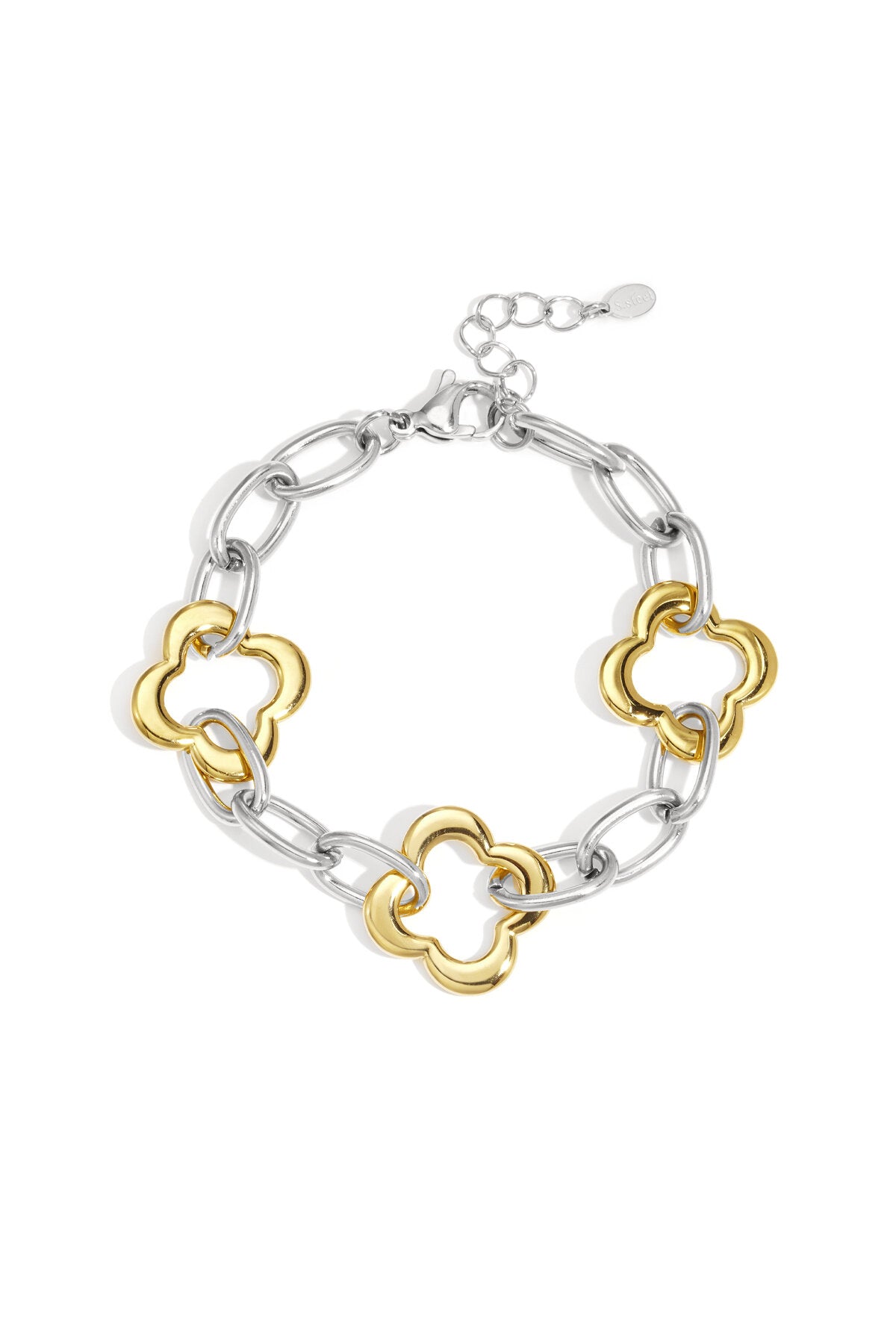 Elegant Gold & Silver Clover Chain Bracelet for Women