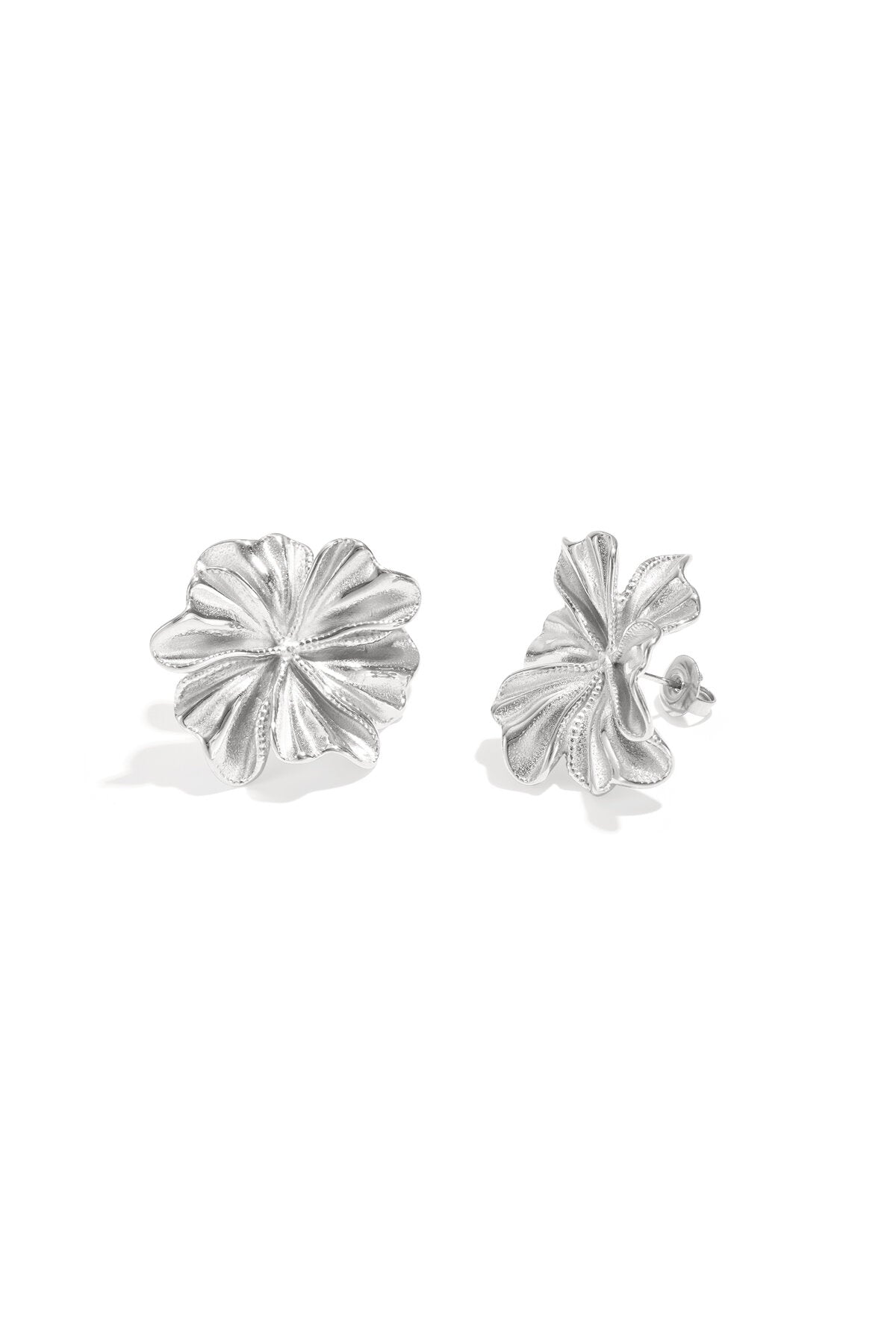 Elegant Stainless Steel Flower Stud Earrings