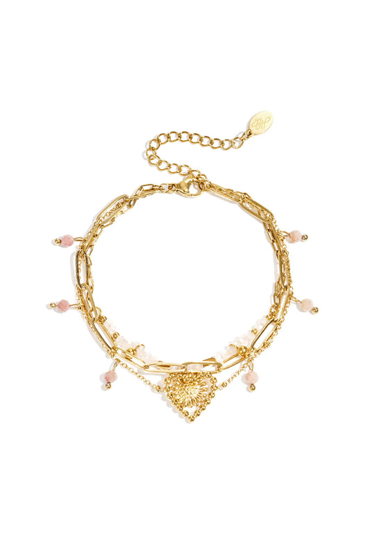 Elegant Gold Multi-Layered Charm Bracelet for Women
