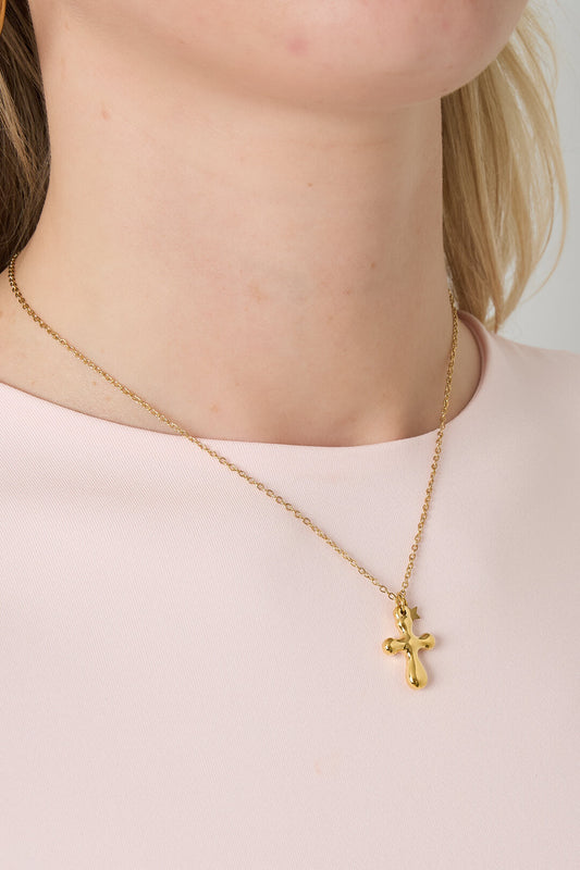 Elegant Cross Pendant Necklace in Silver and Gold