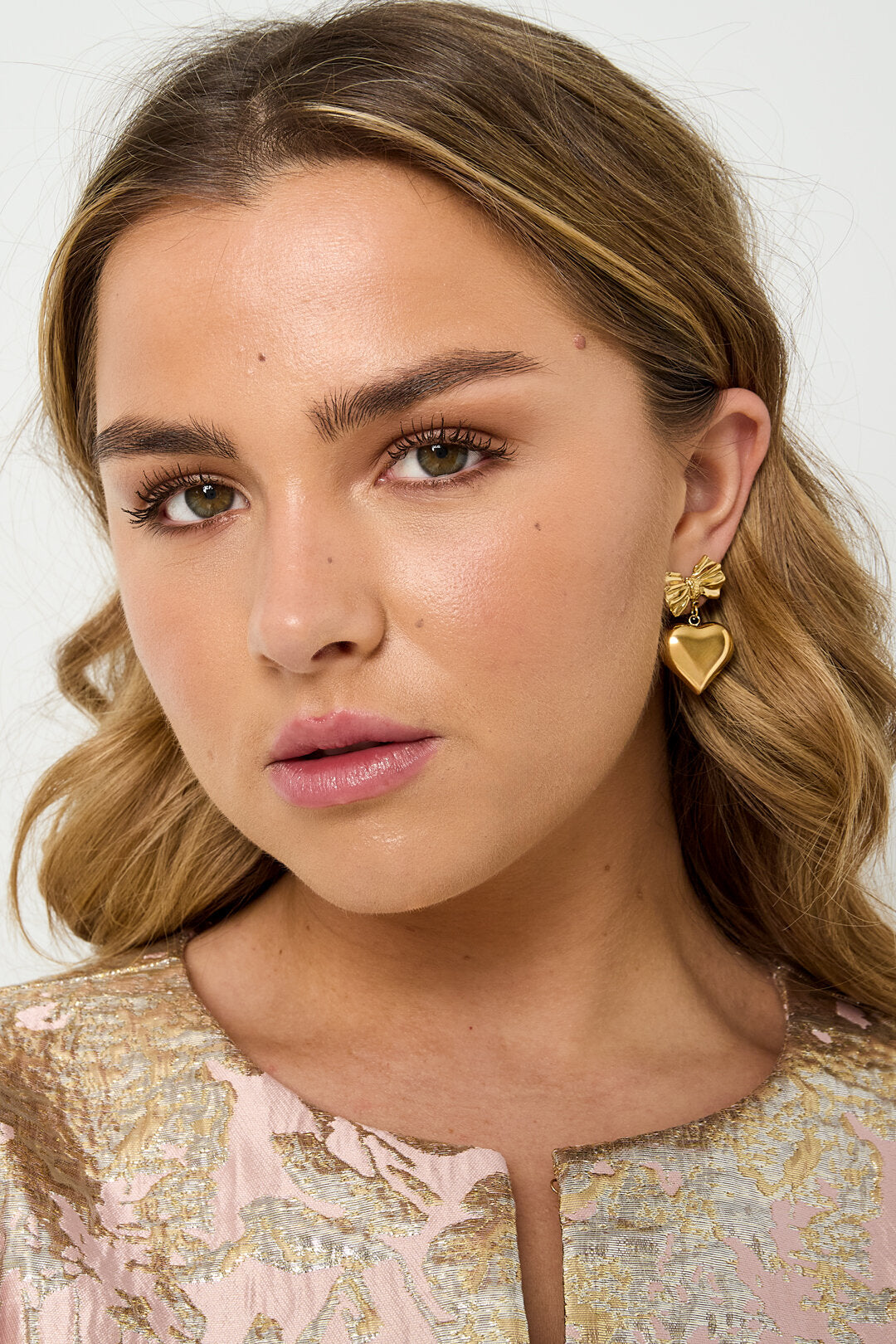 Elegant Heart & Bow Knot Drop Earrings for Women