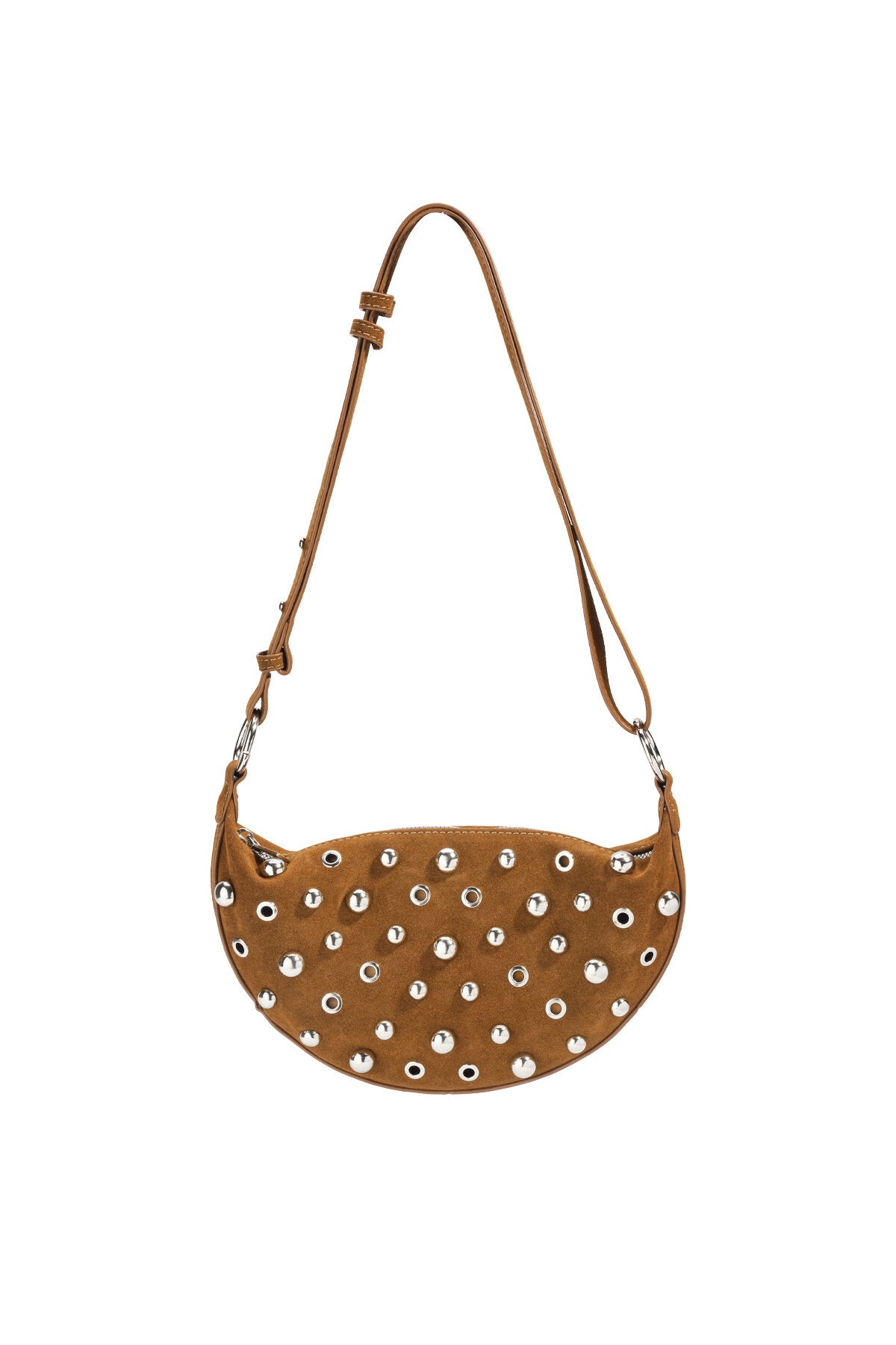 Chic Rivet Grey & Brown Shoulder Bag for Women