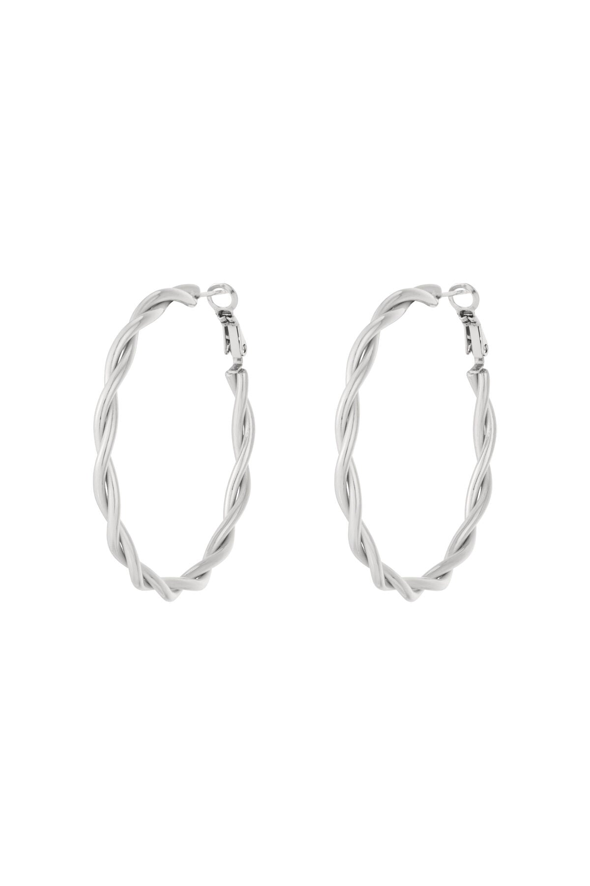 Stylish Stainless Steel Hoop Earrings - Silver & Gold