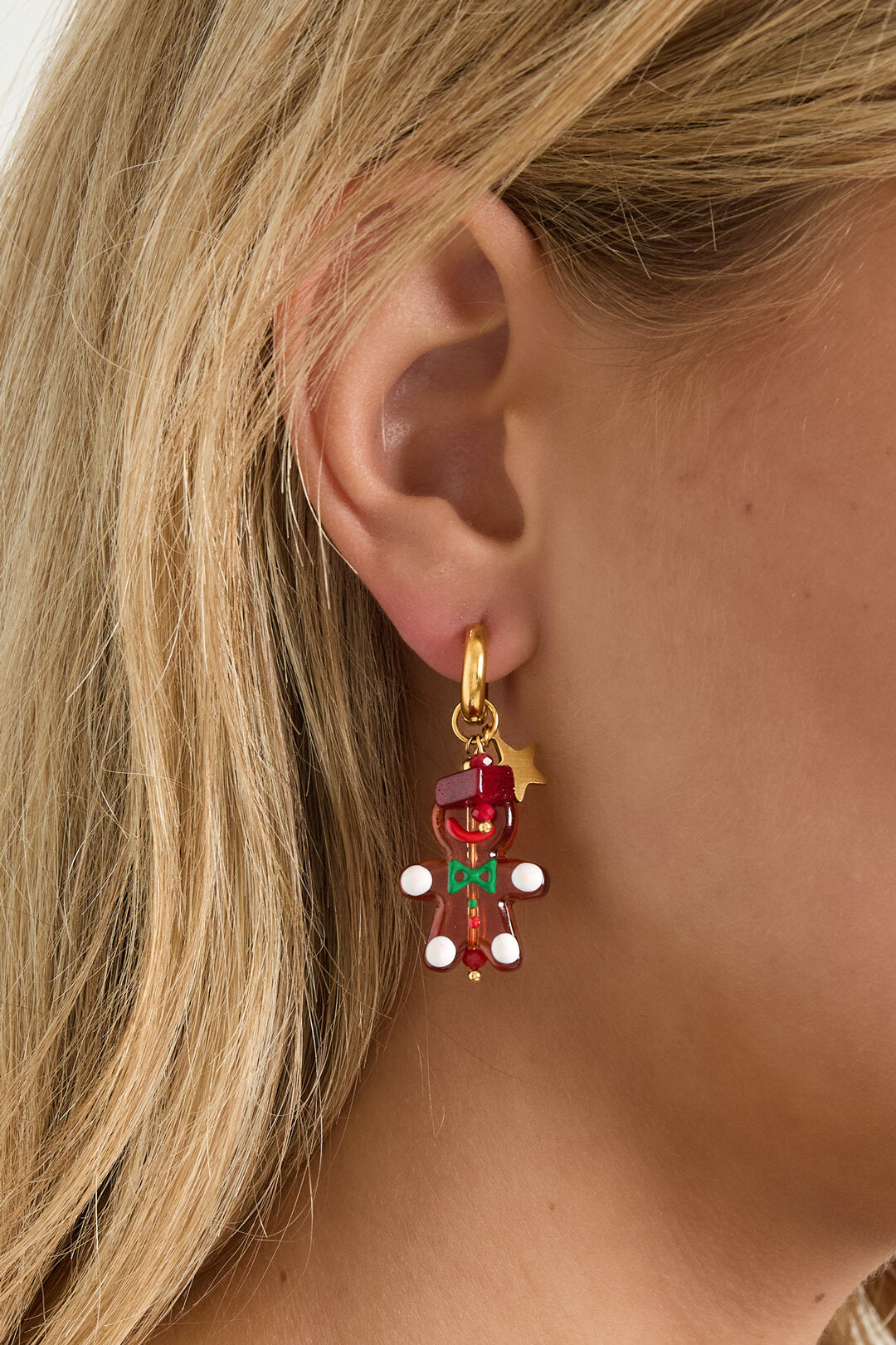 Red Crystal Star Drop Earrings for Women