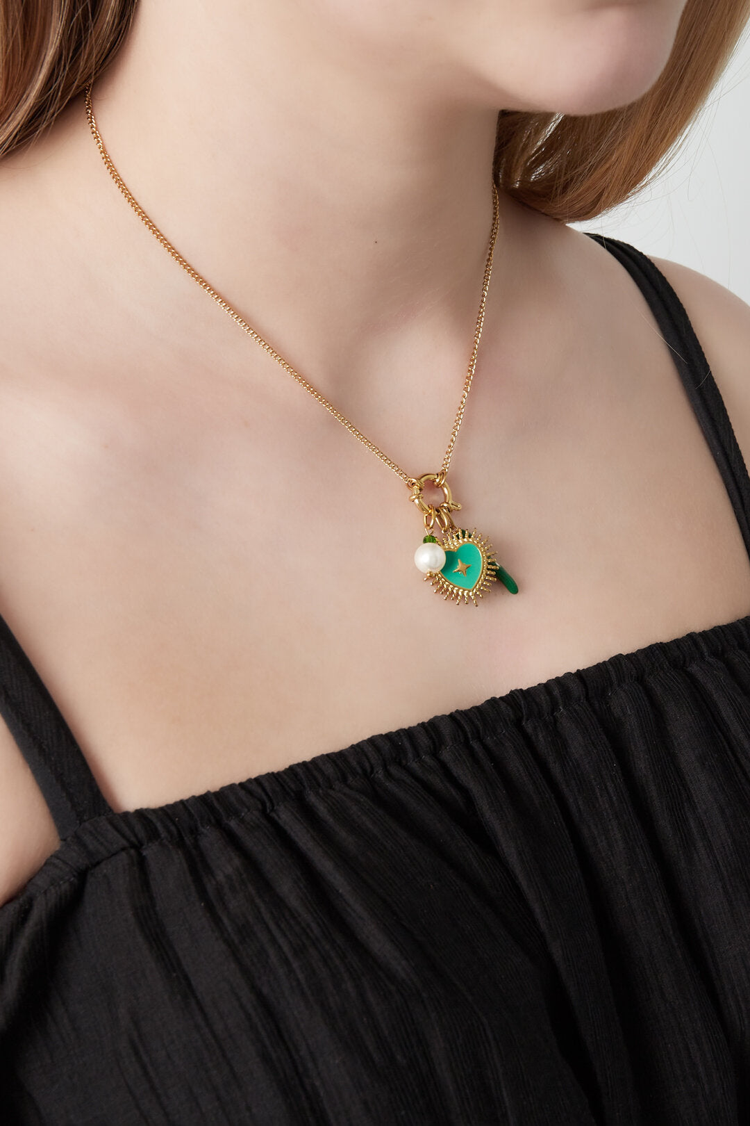 Elegant 14K Gold Plated Flower Heart Necklace