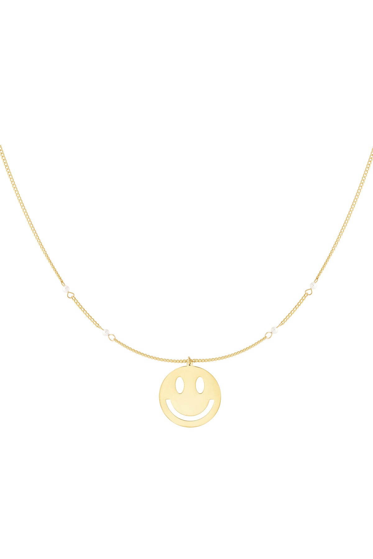 Charming Smiling Face Pendant Necklace in Silver & Gold