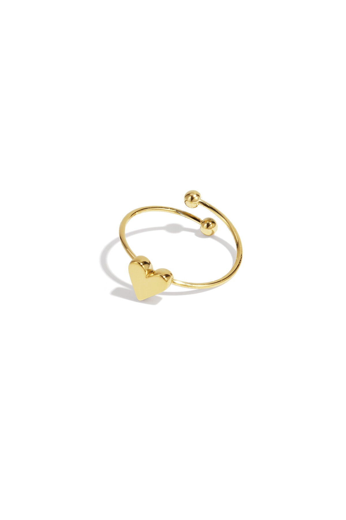 Elegant Adjustable Heart Ring - Silver & Gold