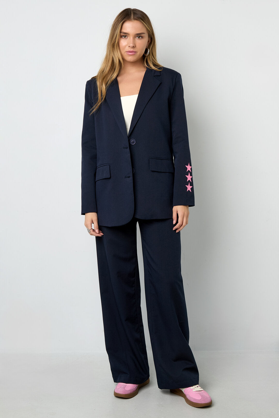 Stylish Grey & Dark Blue Ladies' Suit Set for Fall/Winter