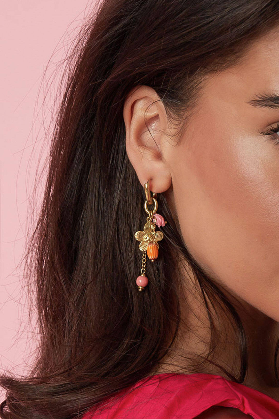 Elegant Brown & Gold Beaded Earrings for Women