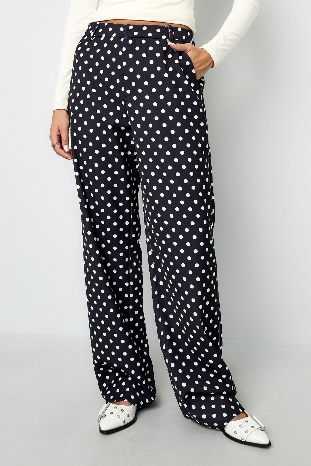 Elegant Polka Dot Straight Pants for All Seasons