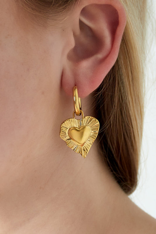 Elegant 14K Gold Plated Heart Drop Earrings for Daily Wear