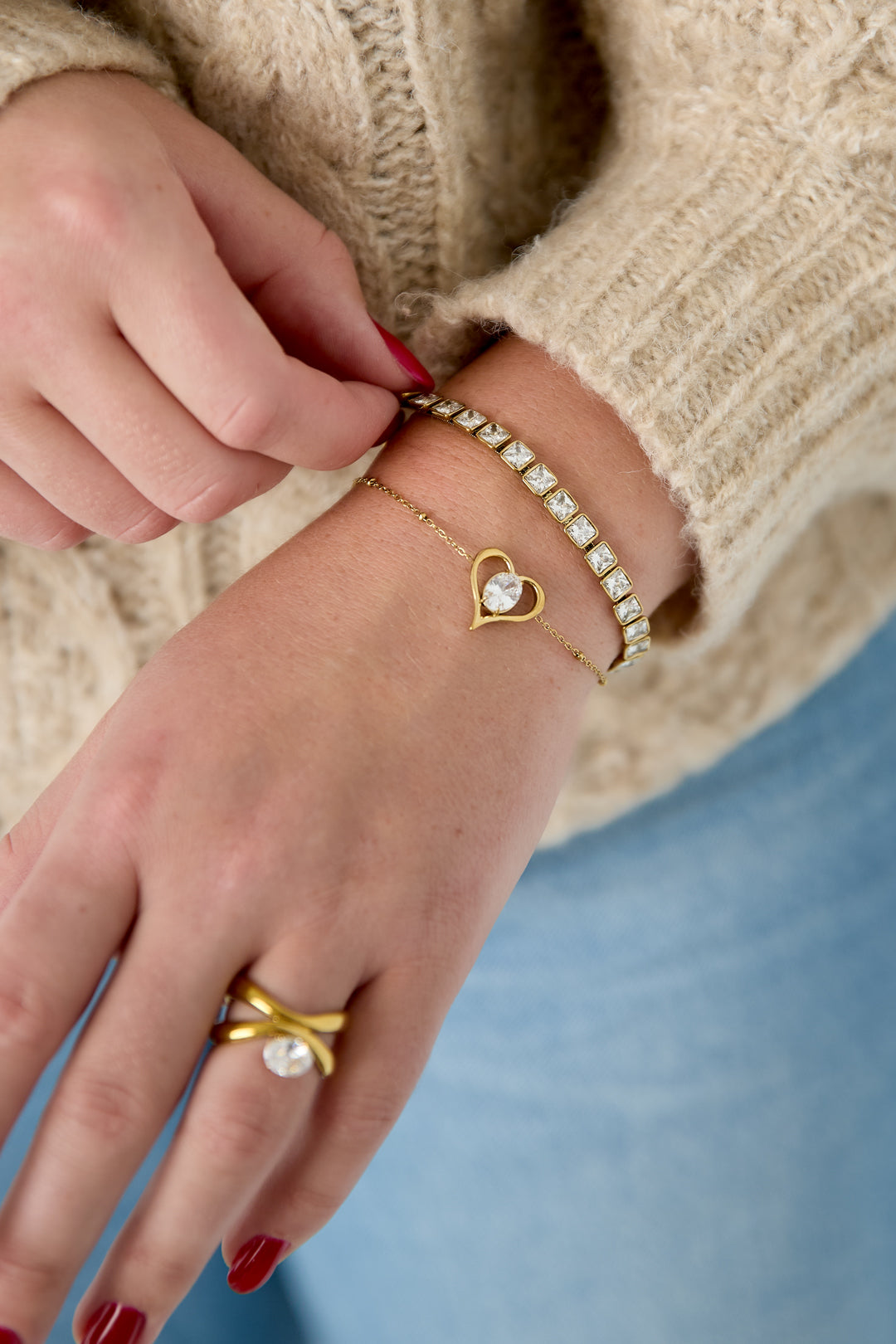 Roestvrijstalen kralenarmbanden, rechthoekig, eenvoudig, geschikt voor dagelijks gebruik, Simple Series, damessieraden