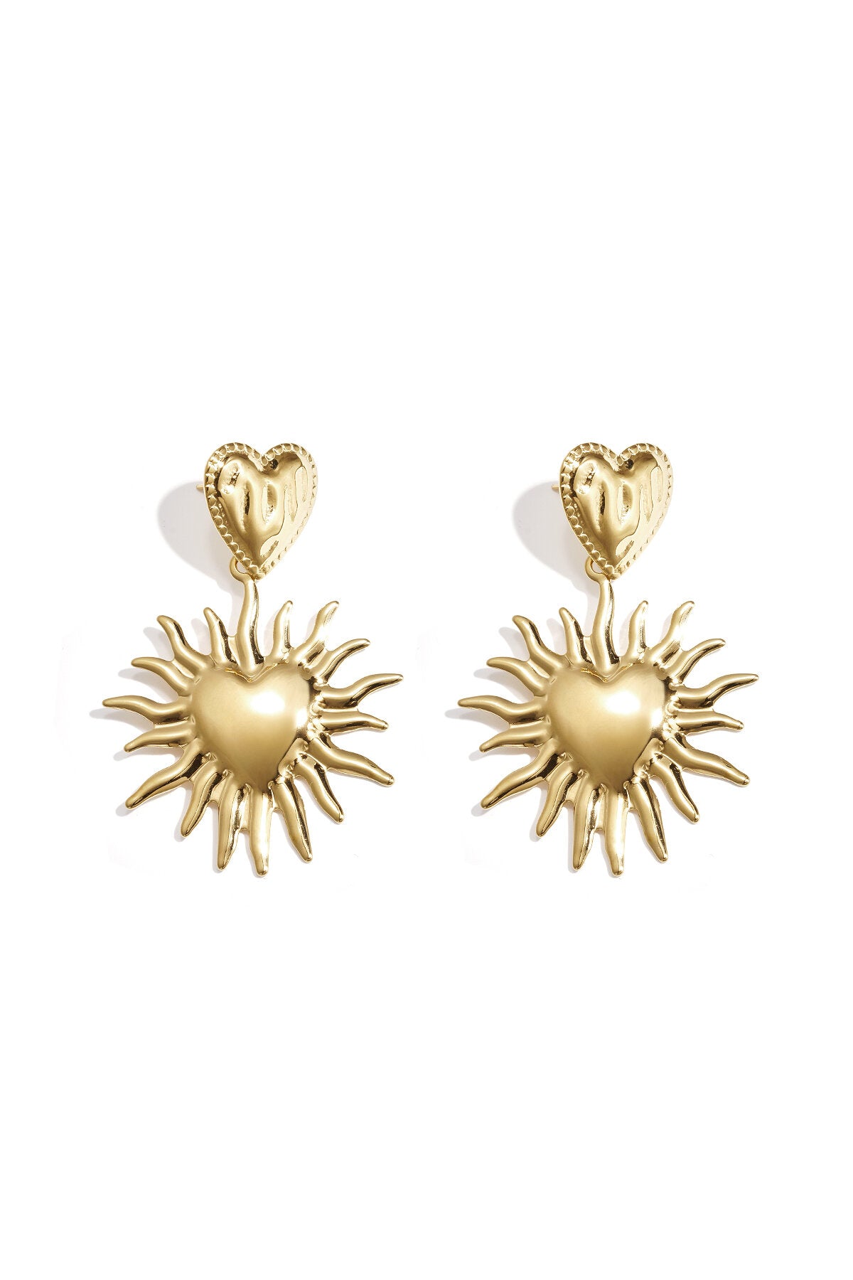 Stylish Gold Heart Drop Earrings for Women