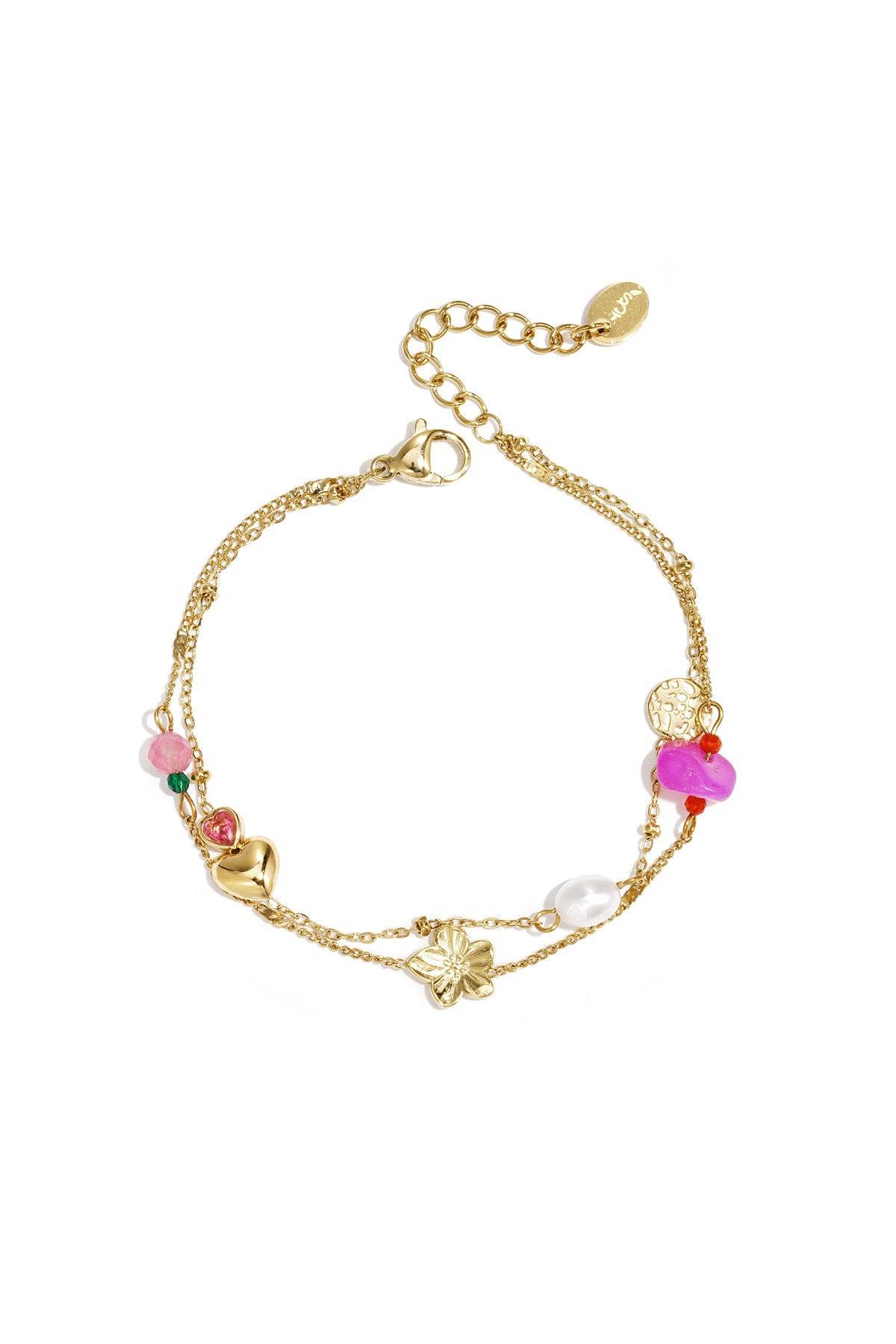 Elegant Gold-Toned Multi-Layered Charm Bracelet