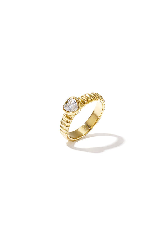 Elegant Gold Color Heart Zircon Ring for Women