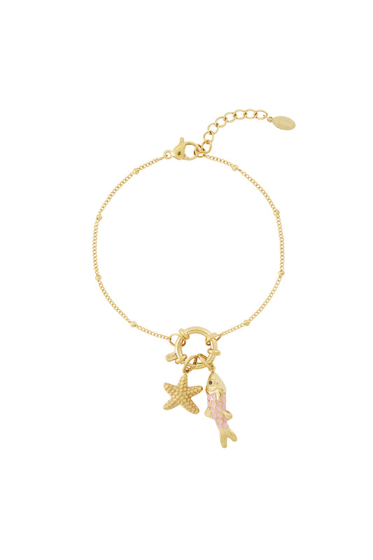 14K Gold Plated Shell Charm Bracelet for Women