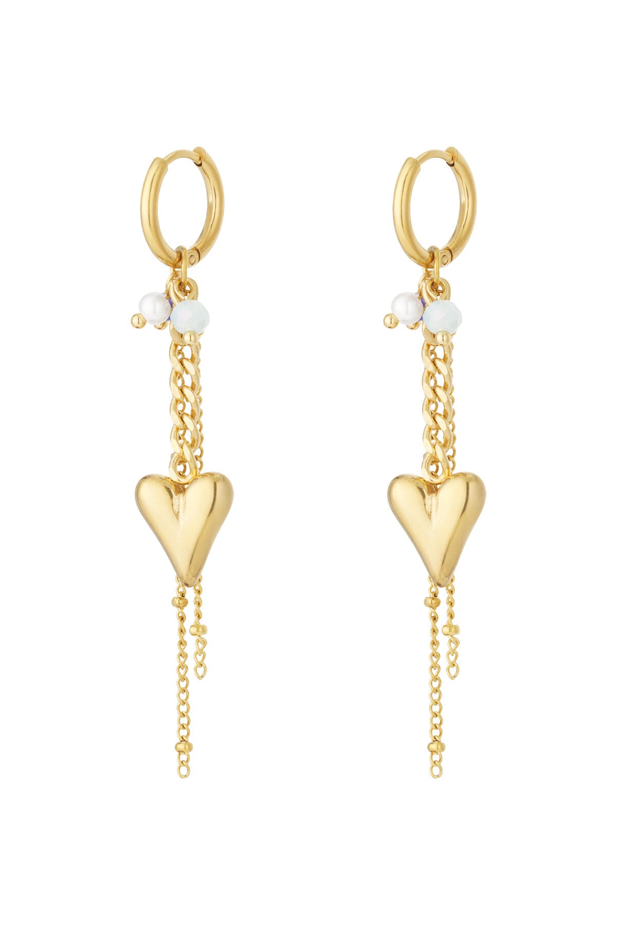 Stylish 14K Gold Plated Heart Drop Earrings