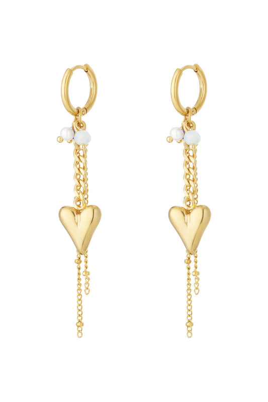 Stylish 14K Gold Plated Heart Drop Earrings