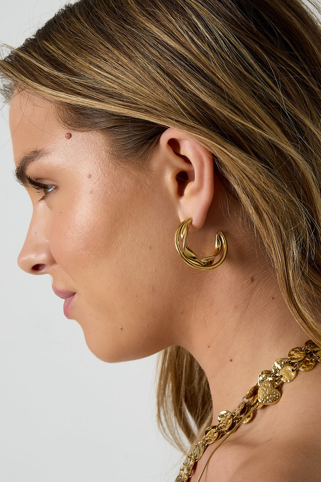Stylish Stainless Steel Hoop Earrings - Silver & Gold