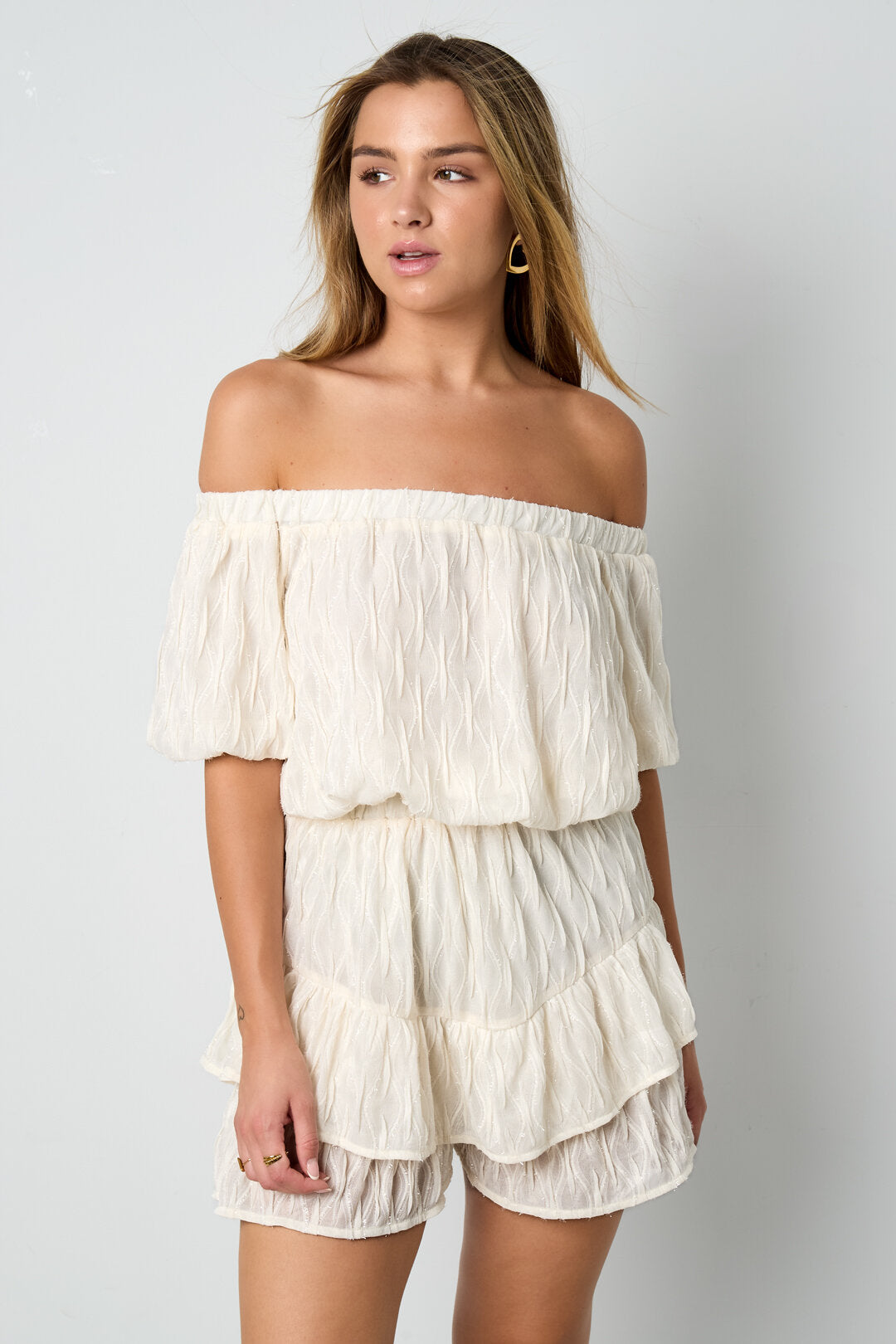 Elegant Apricot & Black Ruffle Edge Bodysuit