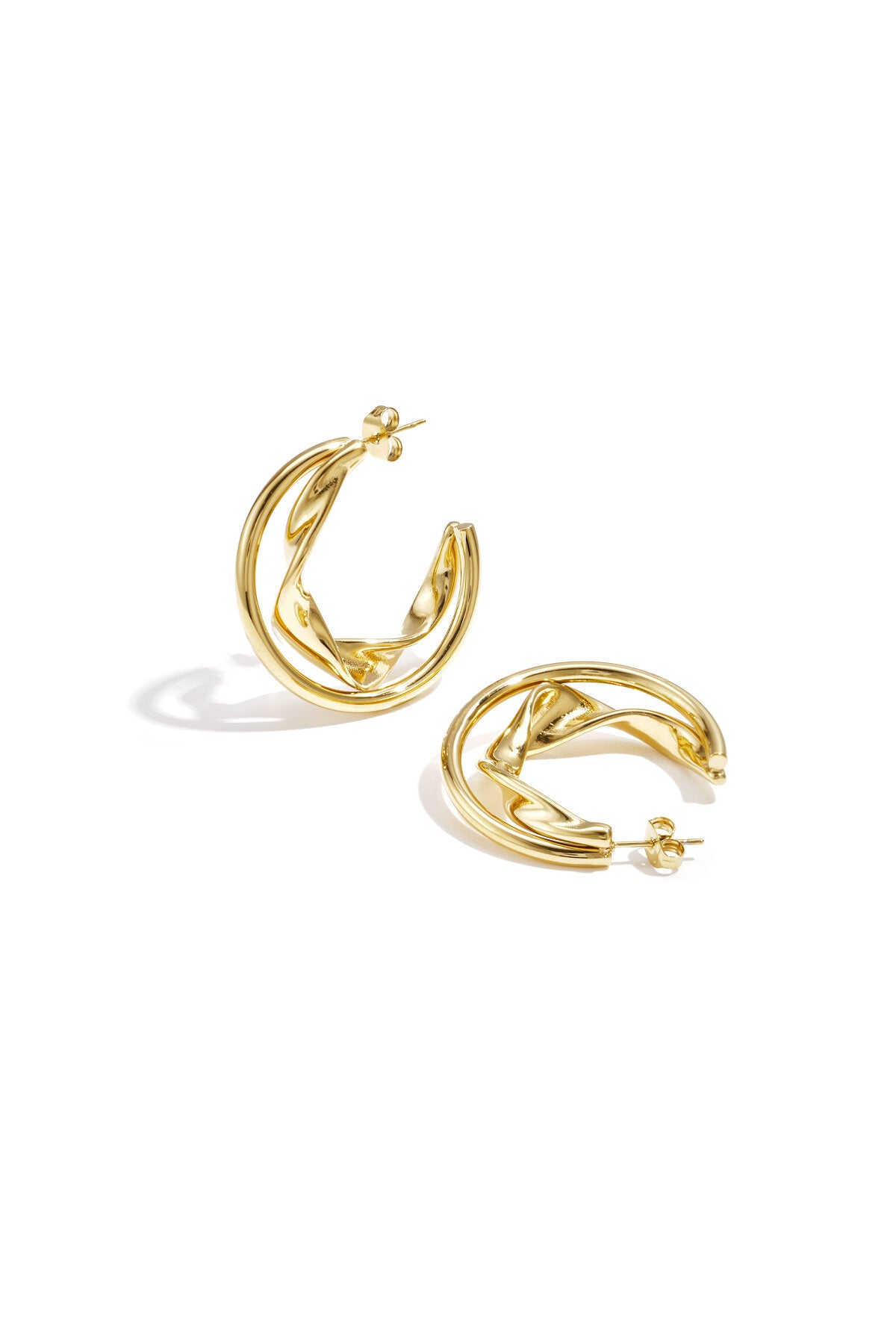 Stylish Stainless Steel Hoop Earrings - Silver & Gold