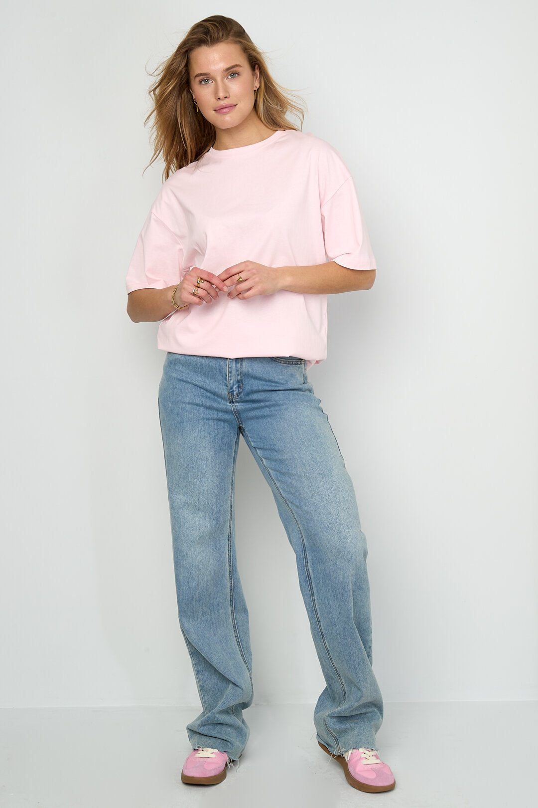 Gimme Heart Knitted Cotton T-Shirt - Pink & White