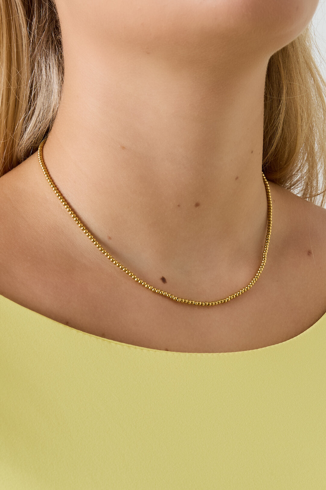 Elegant Stainless Steel Beaded Necklace - Silver & Gold