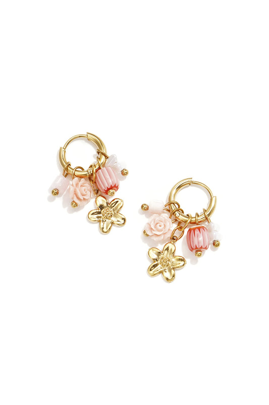 Elegant Pink & White Beads Earrings for Spring/Summer