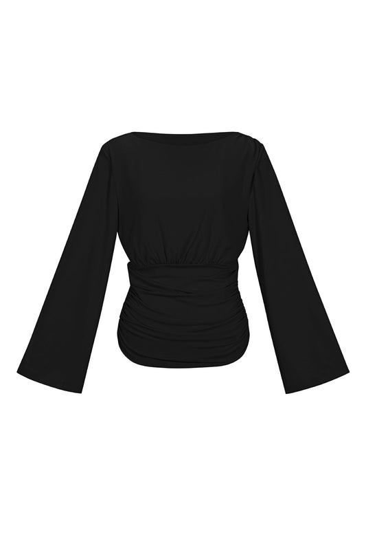Polyester Fiber (Polyester) Long Sleeve Tops Solid Color Elegant All Fit  Clothes