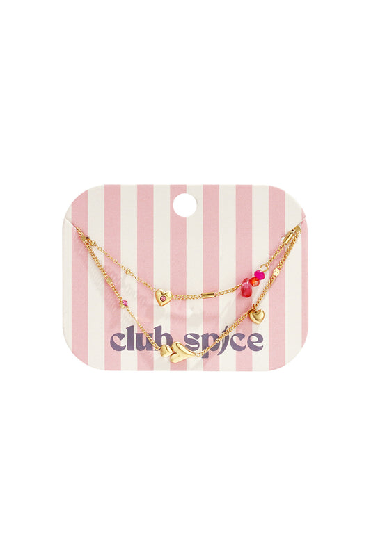 Elegant Multi-Layered Heart Charm Bracelet - Gold