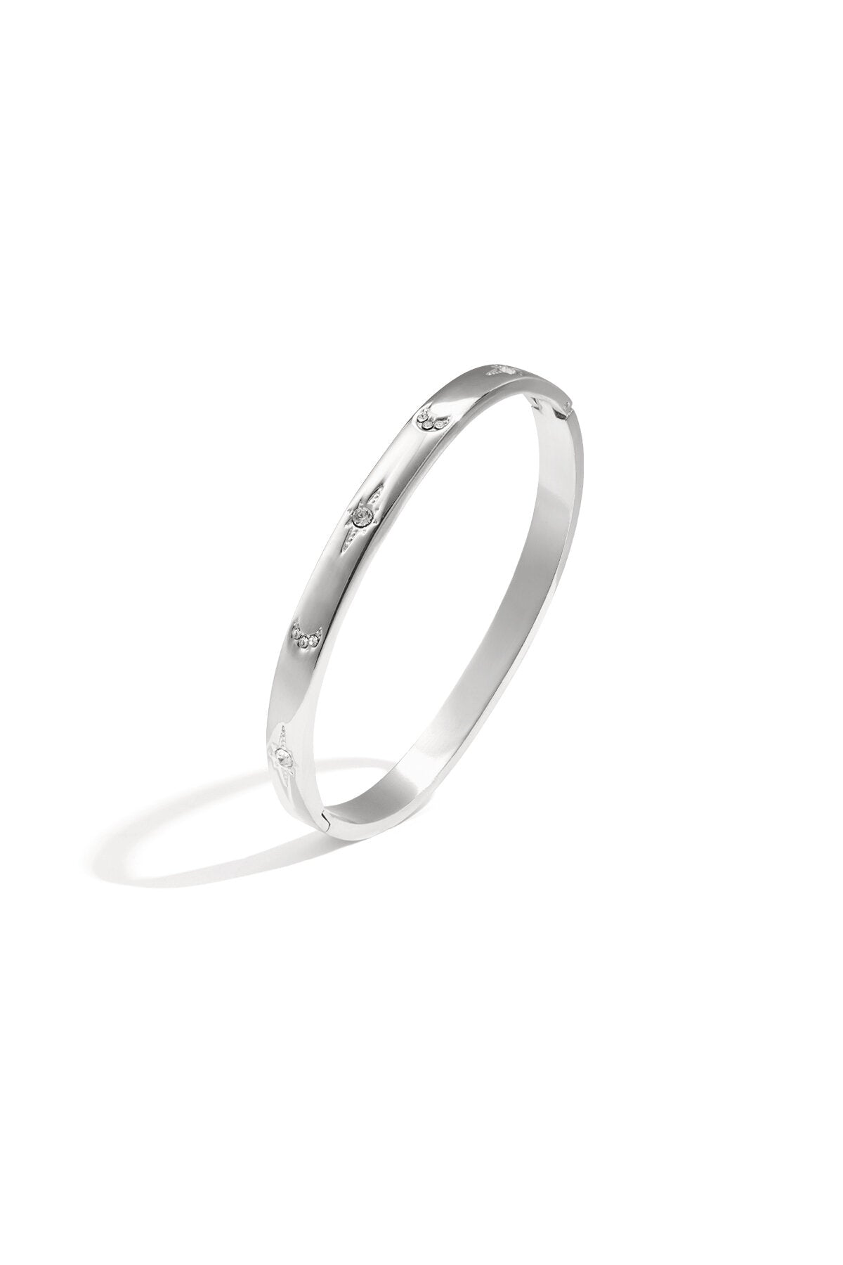 Stylish All-Fit Stainless Steel Bangle with Rhinestones