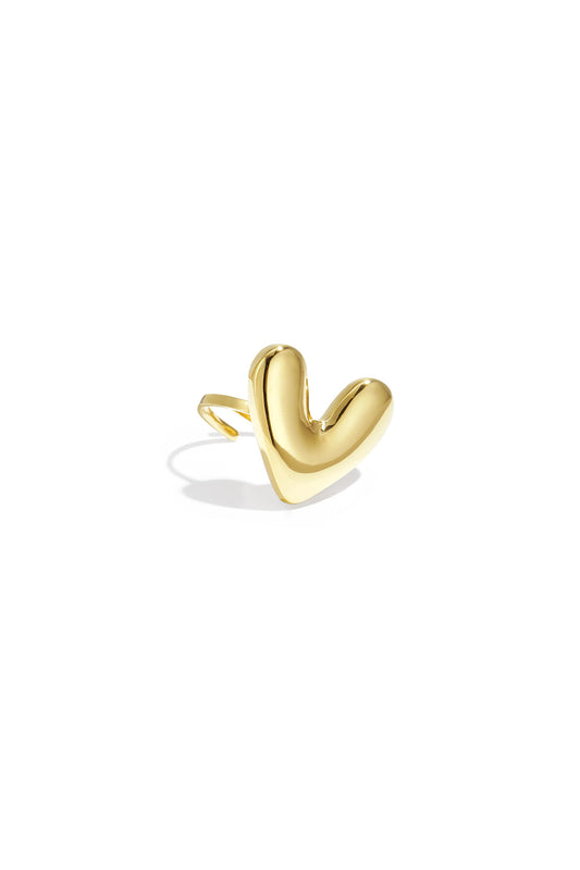Elegant Adjustable Heart Statement Ring in Silver & Gold