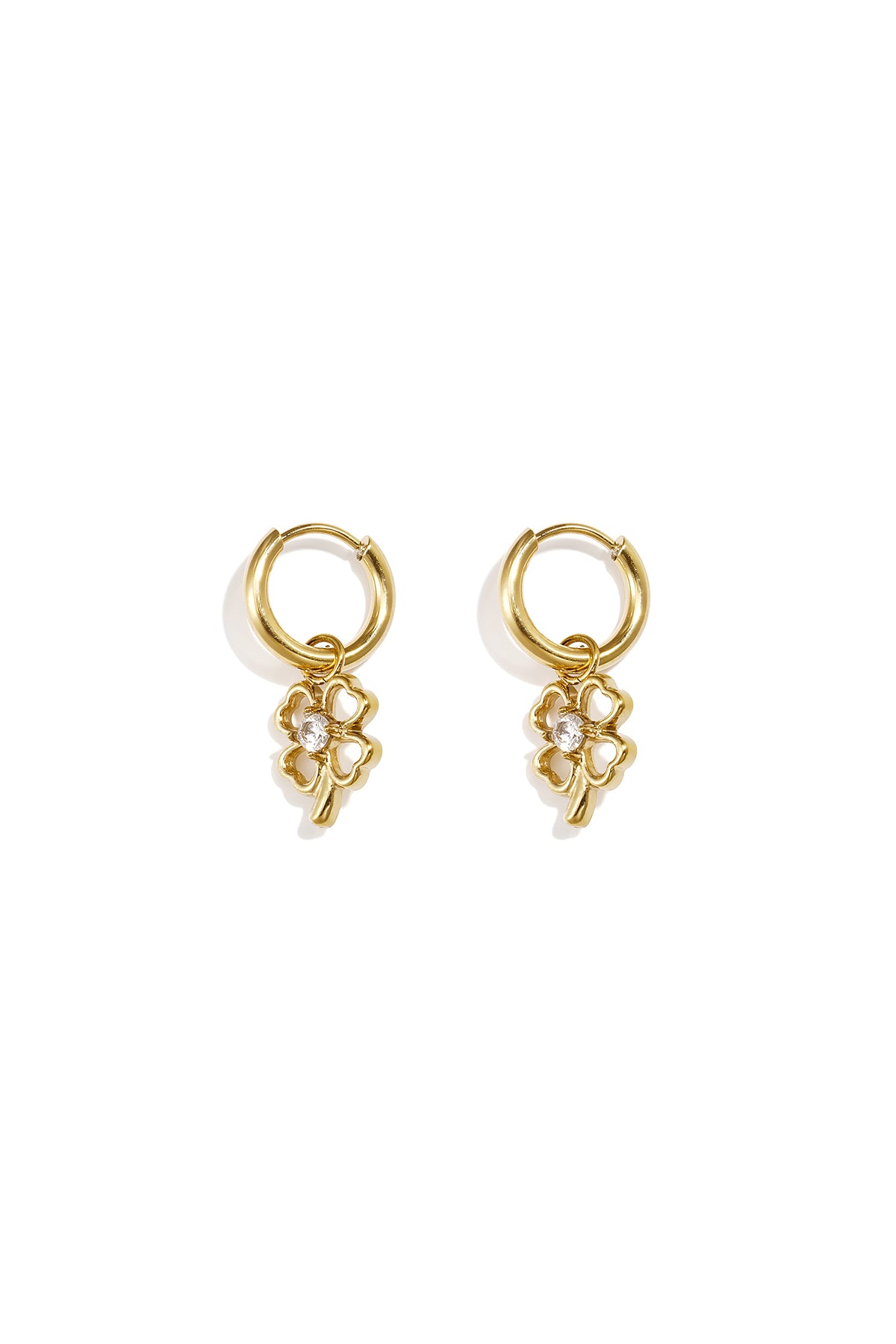 Roestvrijstalen hangende oorbellen met klavertje vier, eenvoudige dagelijkse sieraden uit de Simple-serie voor dames.
