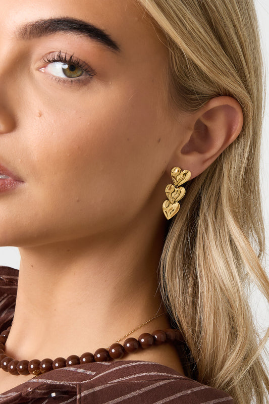 Elegant Heart Dangle Earrings for Women, Silver & Gold