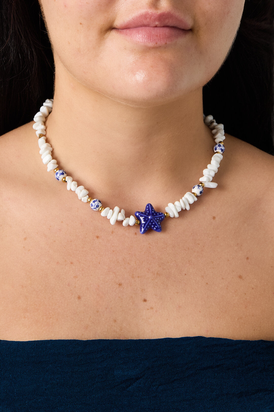 Elegant White Starfish Beaded Necklace for Summer