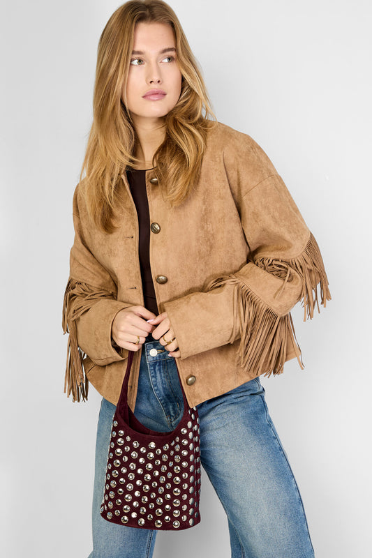 Stylish Punk Rivet Shoulder Bag for Fall