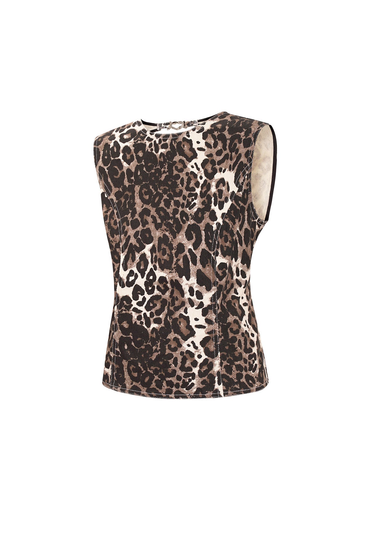 Sexy Brown Leopard Print Sleeveless Top for Spring/Summer