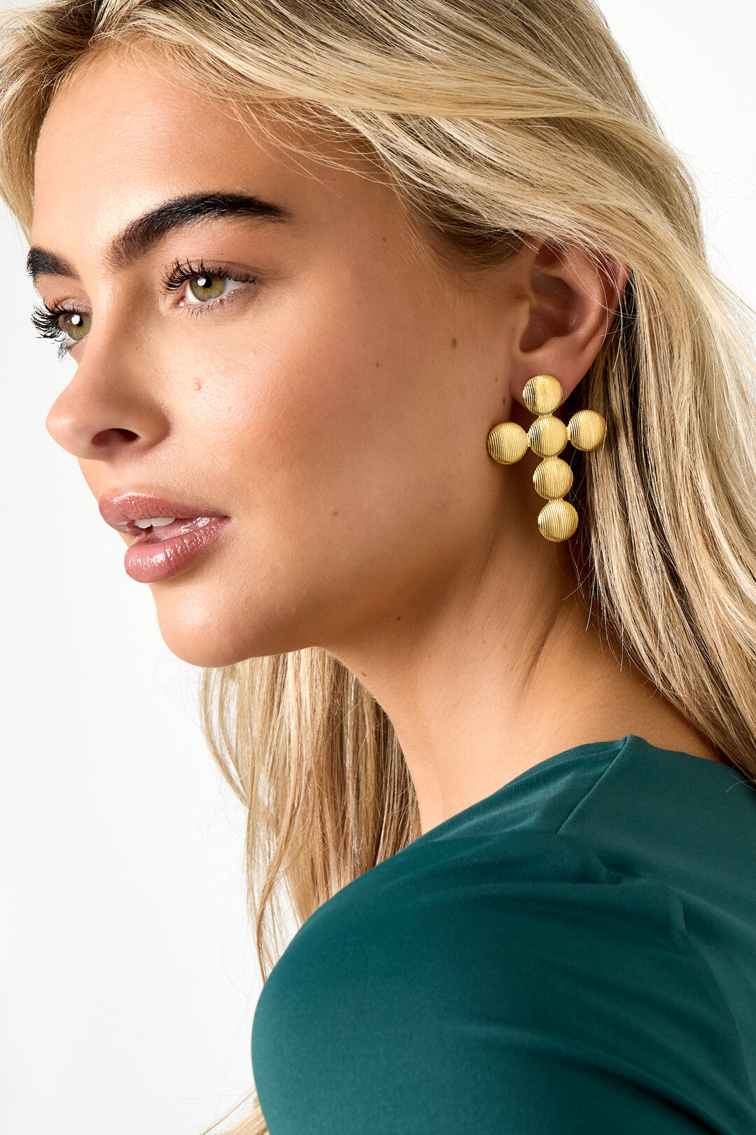 Stylish Gold Stainless Steel Cross Stud Earrings
