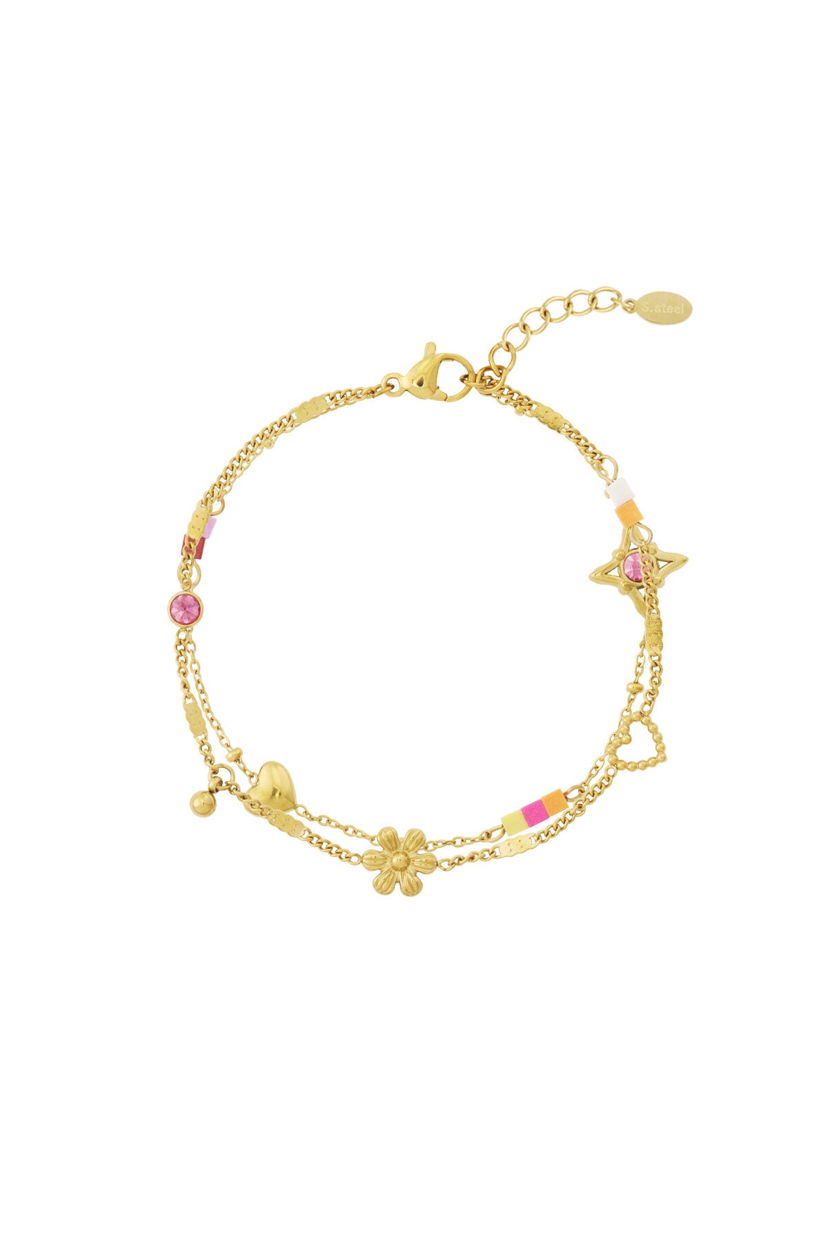 Elegant Gold Color Flower Charm Bracelet for Women