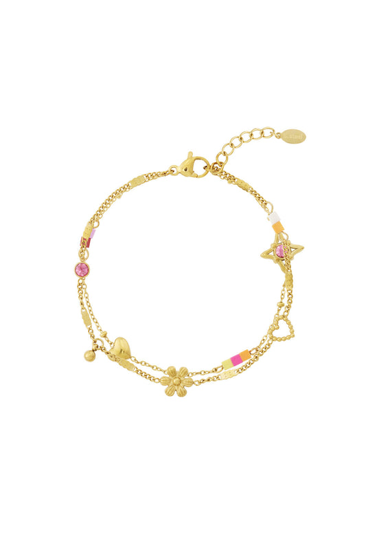 Elegant Gold Color Flower Charm Bracelet for Women