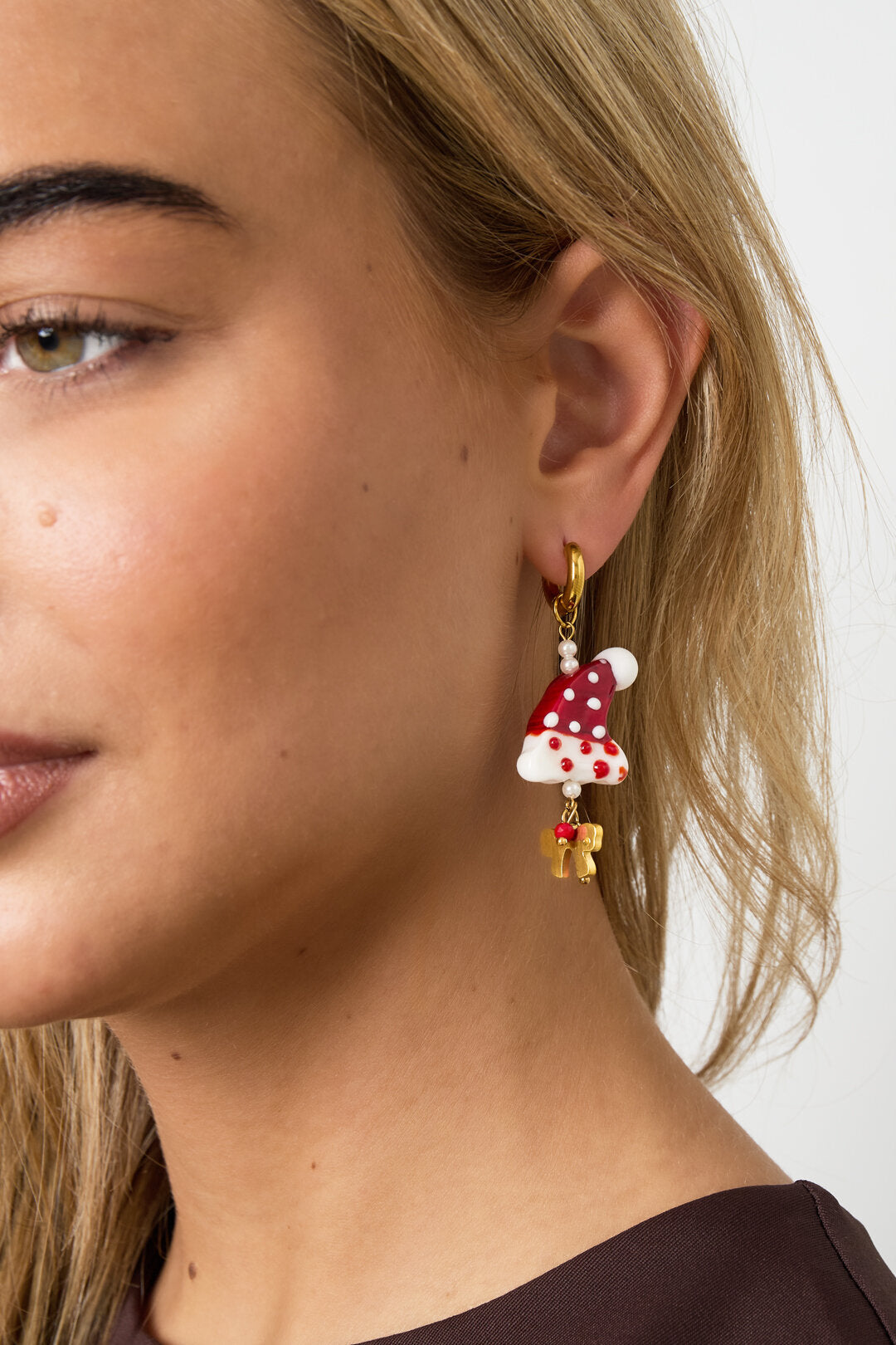 Crimson Stainless Steel Drop Earrings for Christmas