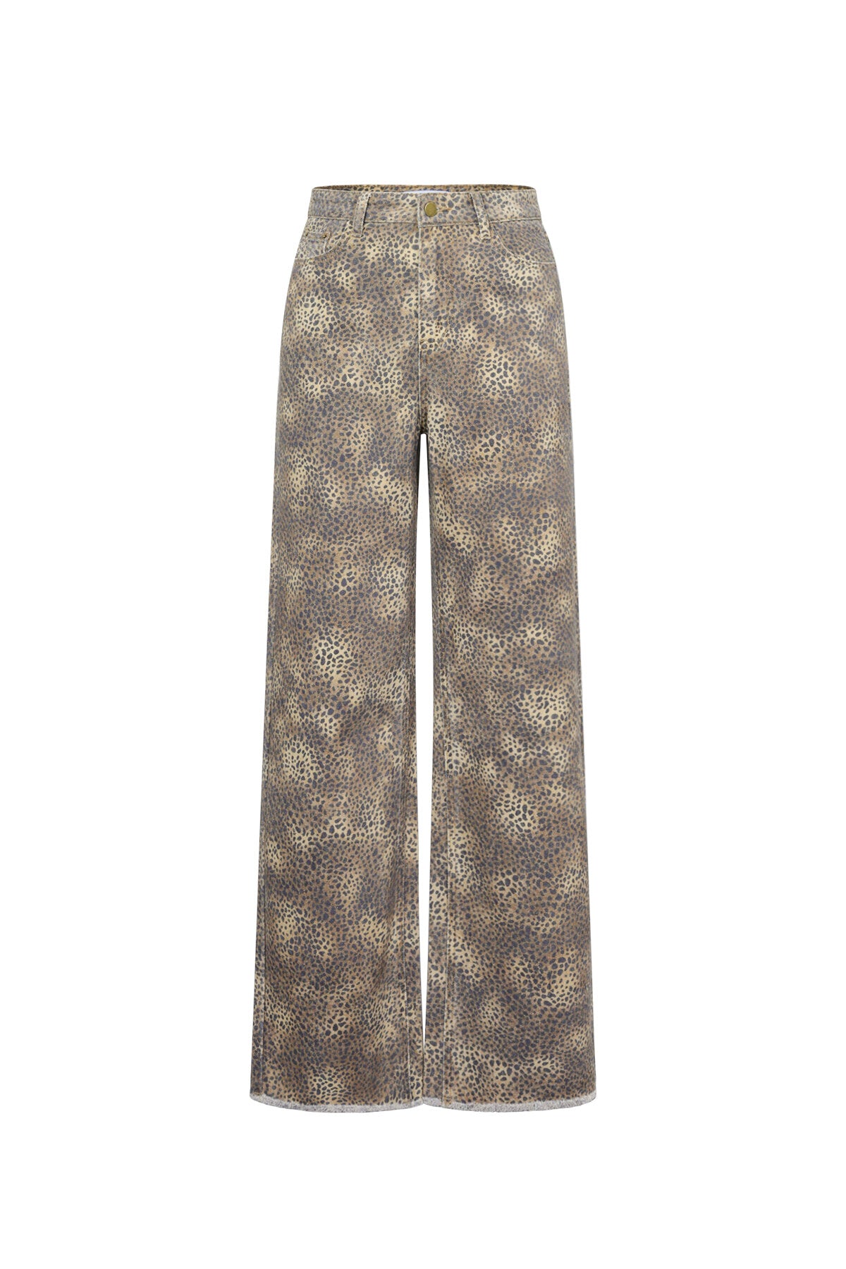 Gimme White & Olive Brown Cotton Casual Denim Pants