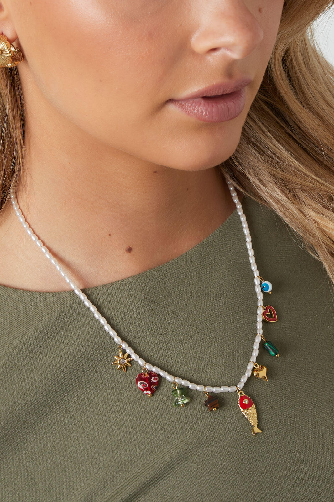 Stylish Heart & Fish Beaded Necklace - Romantic Jewelry